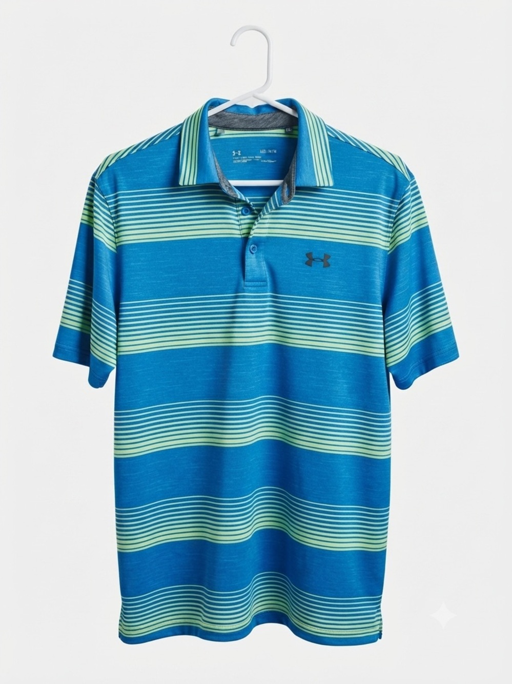 Under Armour Blue & Green Striped Polo Shirt